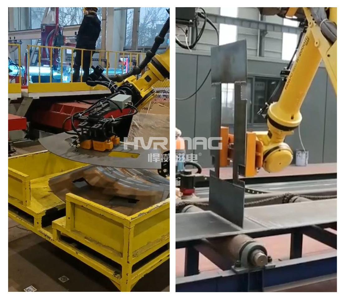 工業機器人抓取導磁性薄工件,單張不粘連，選電磁抓手還是電永磁抓手？